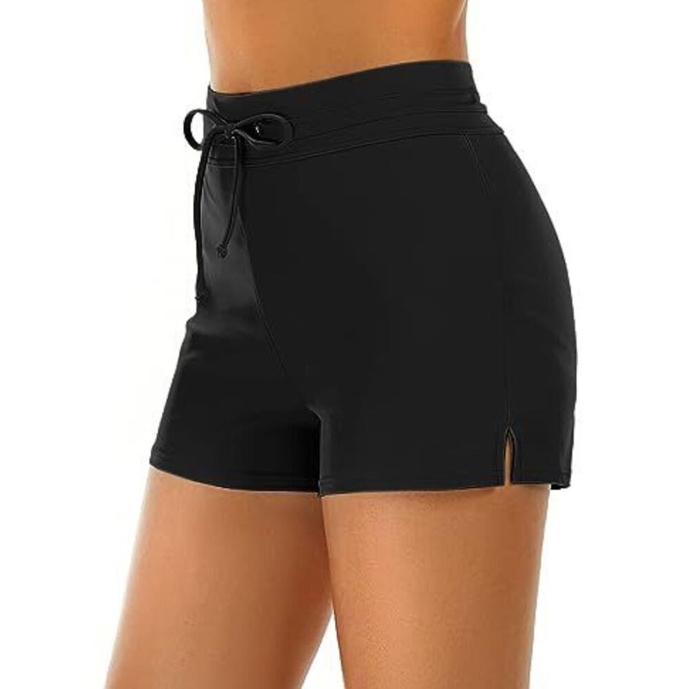 Tournesol Women Swim Shorts High Waisted Tummy Control Boy Shorts Black L NWT
